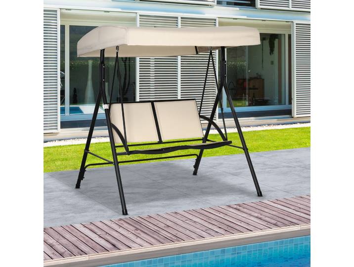 Outsunny Balancelle 2 Places Jardin Auvent Réglable Beige