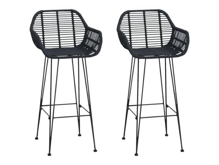 GHVBNMF Barhocker 2er Set 55x52x105cm aus Rattan & Eisen Schwarz Handgewebtes Rattan mit hoher Lehne und solider Fußstütze. Elegantes Barstuhl-Duo für moderne Küche und Esszimmer.