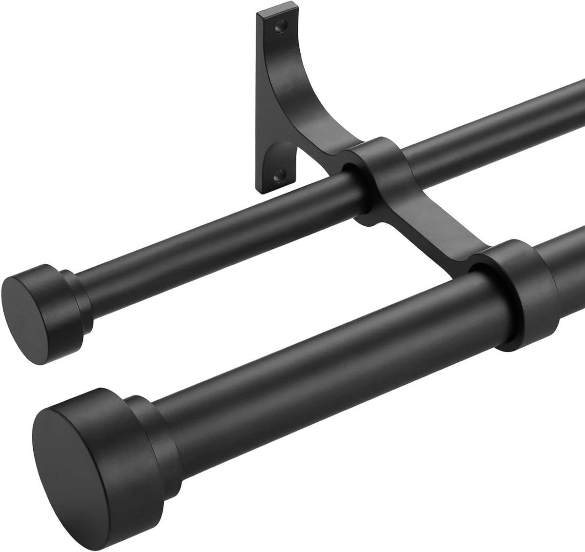 Dubbele Gordijnroeden Set Mat Zwart - Telescopisch Verstelbaar - 91-183 cm
