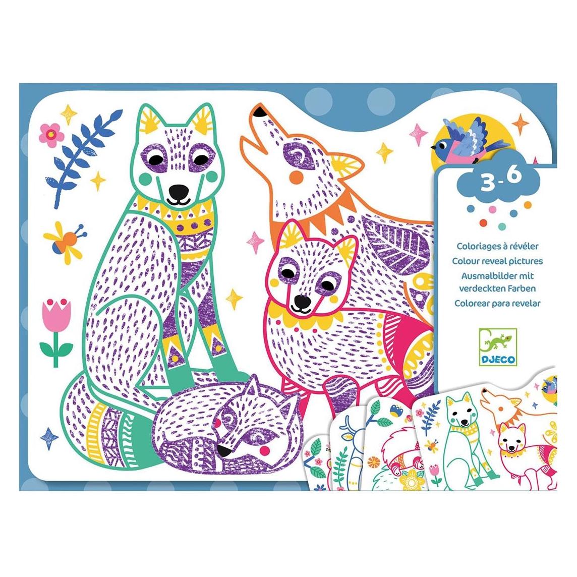 Djeco Ausmalbilder verdeckte Farben Waldfamilie (DJ00065)
