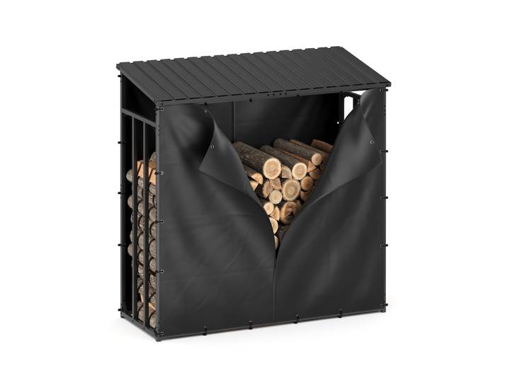 Kaminholzregal mit Dach FARGO 185 x 70 x 185 cm schwarz