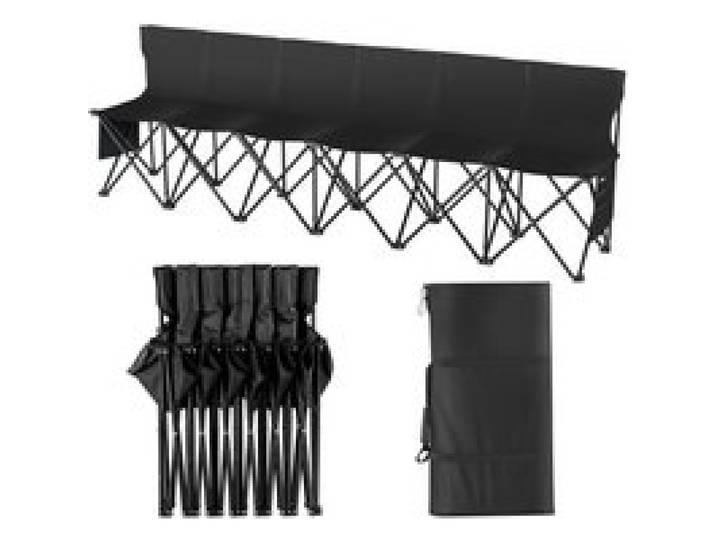 VEVOR Banc pliant portable à 6 places, banc de camping pliable d'extérieur avec sac de transport et dossier, banc latéral de sport d'équipe pour pêche, football, siège instantané sans assemblage, noir