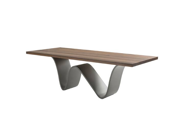 RIVA 1920 table rectangulaire BREE E ONDA (260 x 100 cm - Noyer et base en fer laqué gris anthracite)