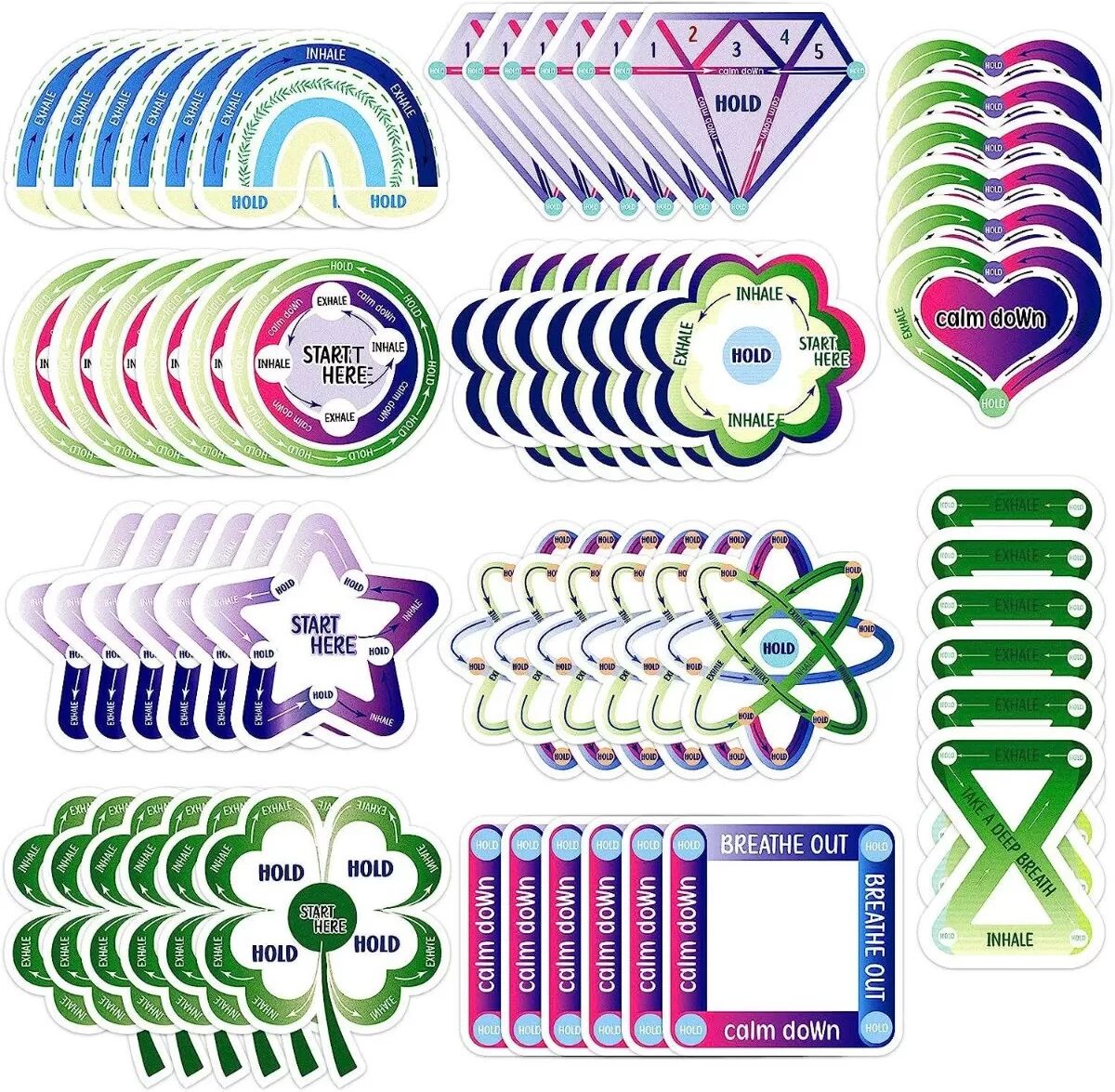 INF Diamond Flower 6cm vergrößerter sensorischer Beruhigungsaufkleber 10er-Pack - strukturierte selbstklebende taktile