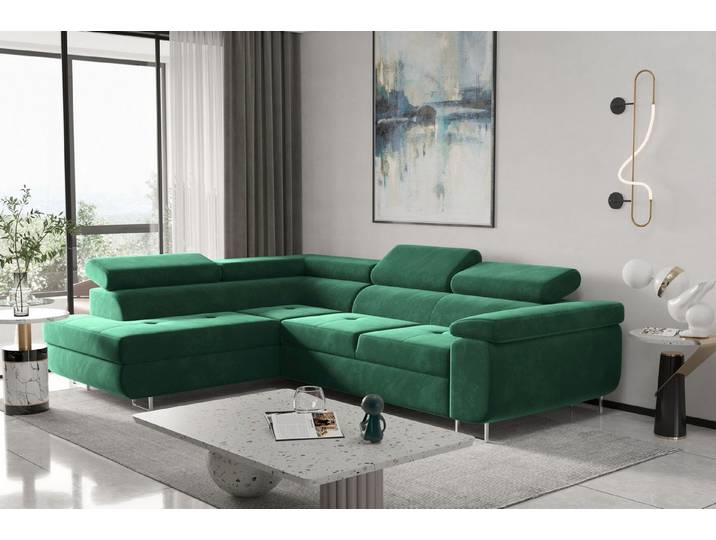 Kaiser Möbel Ecksofa mit schlaffunktion und bettkasten Eckcouch ATOM verschiedene Farben, Ecksofa