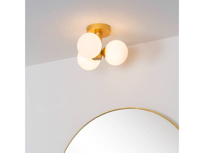 Plafondlamp Trudy, dimbaar, messing / goud, Badkamer, Glas, Modern, Plafondlamp badkamer