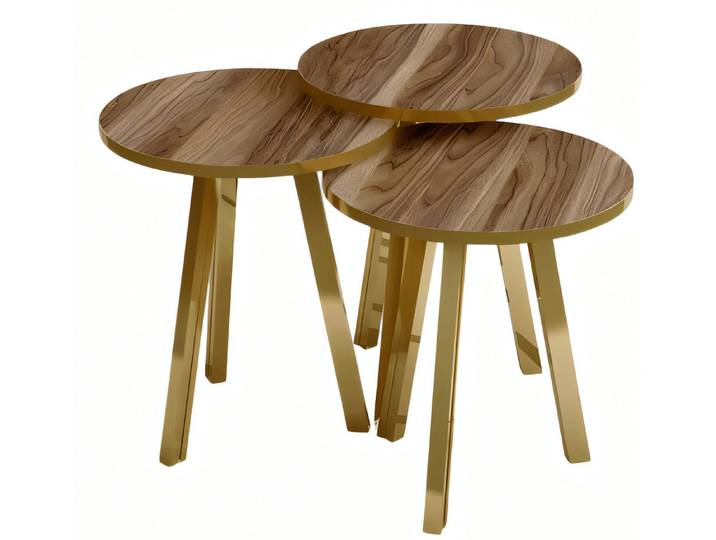 JVmoebel Couchtisch Elegantes Couchtisch-Set aus Holz und Metall in Braun (Set, Couchtisch, Couchtisch 2, Couchtisch 3), Made in Europe