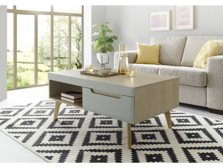 Couchtisch HOME AFFAIRE Torge, Beistelltisch, Wohnzimmertisch, Tisch, Sofatisch , braun (scandi oak dekor, scandi oak dekor, scandi oak dekor), B:107cm H:46cm T:63cm, Tische, Couchtisch, Schubkästen und Ablagefach, in drei Farben verfügbar