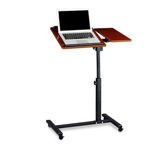 Relaxdays Stehpult Laptoptisch, aus Holz / Metall, höhenverstellbar, mit Rollen, mahagoni