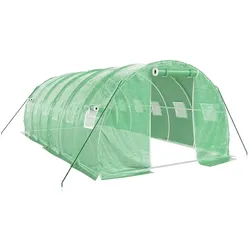 Helloshop26 - Gewächshauszelt für Pflanzen Blumen und Gemüse mit Stahlrahmen 18 m2 6 x 3 x 2 m grün