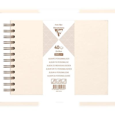 Clairefontaine 3x Album DIY zum Personalisieren, 40 Blatt weiß 200g im Format 21x16 cm, fester Umschlag perlmuttelfenbein - Elfenbeinperlmutt 95435C