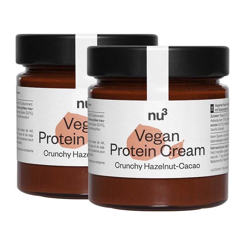 2 x nu3 Fit Vegan Protein Creme, Crunchy Hazelnut-Cacao 2x200 g Creme