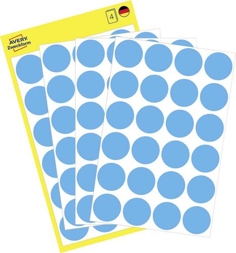 Avery-Zweckform 3005 Markierungspunkte Etiketten Ø 18 mm Blau 96 St. Permanent haftend Papier