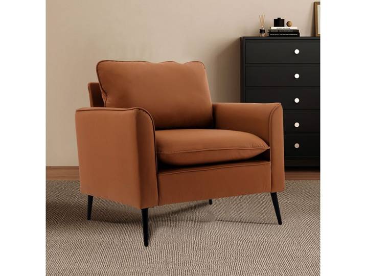 Fauteuil individuel marron en simili cuir respirant au design sobre et élégant