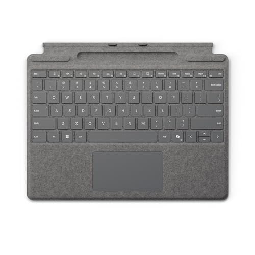 Microsoft Surface Pro toetsenbord met pennenhouder en touchpad, Alcantara, Platina, geschikt voor Surface Pro 11e editie, 10, 9 en 8