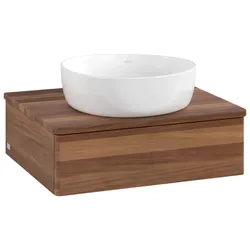 Villeroy und Boch Antao Waschtisch-Unterschrank L07012HM mit Beleuchtung, 60x19x50cm, Waschbeckenplattenfarbe warm walnut, warm walnut