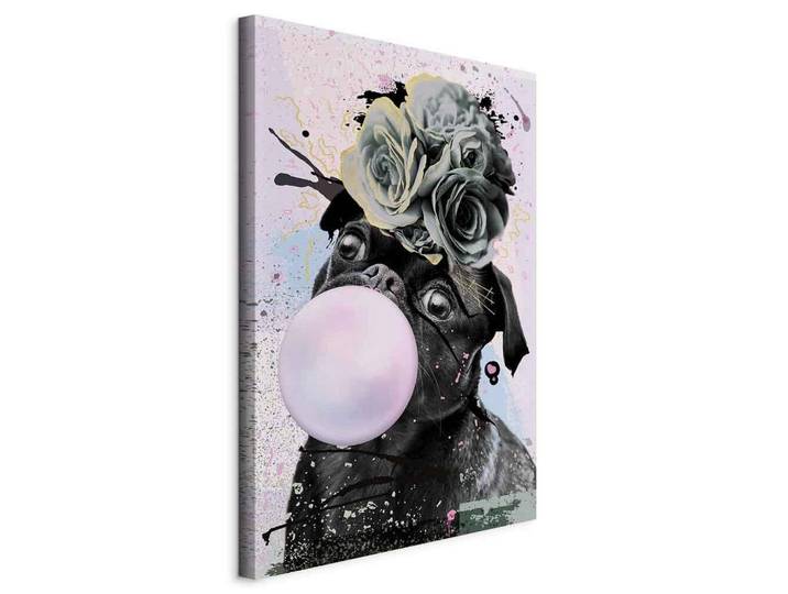 Leinwandbild Bubble Gum Schwarz Pink B: 60 cm