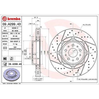Brembo 1x Bremsscheibe [Hersteller-Nr. 09.A299.43] für Maserati