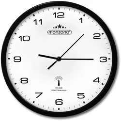 Monzana Funk Wanduhr Funkuhr 31cm Schwarz Weiß