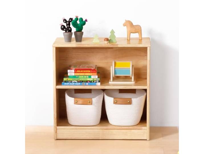 OOOK Gummiholz Kinder Bücherregal, Spielzeug Regal, 60 x 30 x 60 cm Kinderfreundliche Sichere Höhe, Mühelose Montage, Kinderregal für Kinderzimmer, Klassenzimmer und Kindertagesstätten