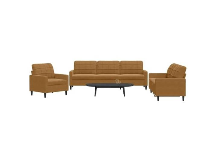 KTHLBRH 3-teiliges Sofaset aus Samt, Braun Metallrahmen, Schaumgummi, 1 Sofa, 1 2-Sitzer-Sofa, 1 3-Sitzer-Sofa