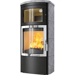 Kaminofen Hark Roma GT ECOplus 7 kW - Naturstein - Korpus: graphit/verchromt