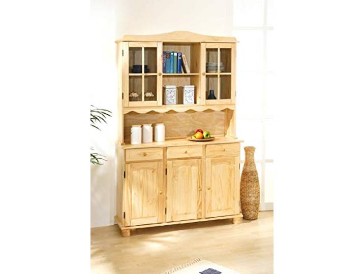 Dmora Sideboard mit drei Türen und drei Schubladen, Farbe Eiche hell, 130 x 198 x 32 cm