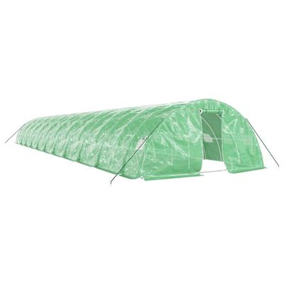 Helloshop26 - Gewächshauszelt für Pflanzen Blumen und Gemüse mit Stahlrahmen 110 m² 22 x 5 x 2,3 m grün