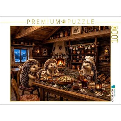 CALVENDO Puzzle Winterabend in der Igelküche | 1000 Teile Lege-Größe 64x48cm Foto-Puzzle für glückliche Stunden