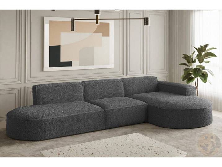 Friderik-EU Ecksofa PARMA L Couch Moderner Minimalismus 296x165cm, gepolsterte Rückseite