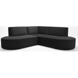 ECKSOFA Nora L-Form 3-Sitzer Universell, Samt, Schwarz 223/73/223 cm