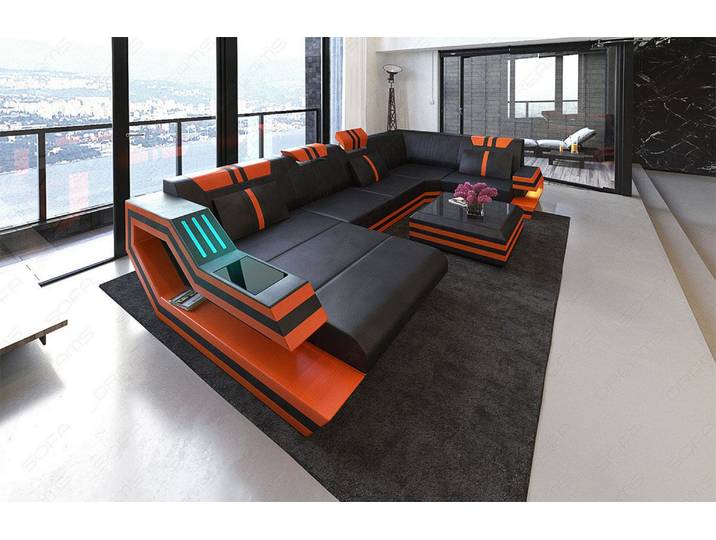 Wohnlandschaft Ravenna U-Form in Leder