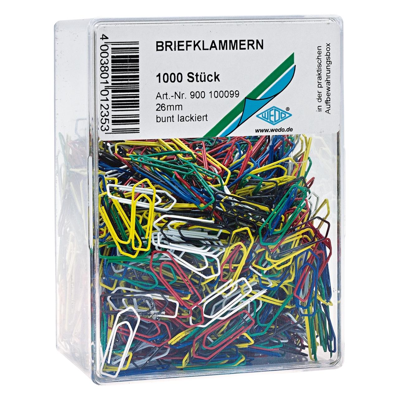Wedo Büroklammern - farbig lackiert (1000x) (900 100099)