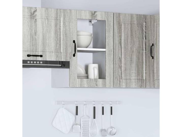 KTHLBRH Küchenschrank Porto Grau Sonoma 40 x 31 x 60 cm Spanplatte und Glas, Glastür, Wandmontage, Tragkraft 60 kg