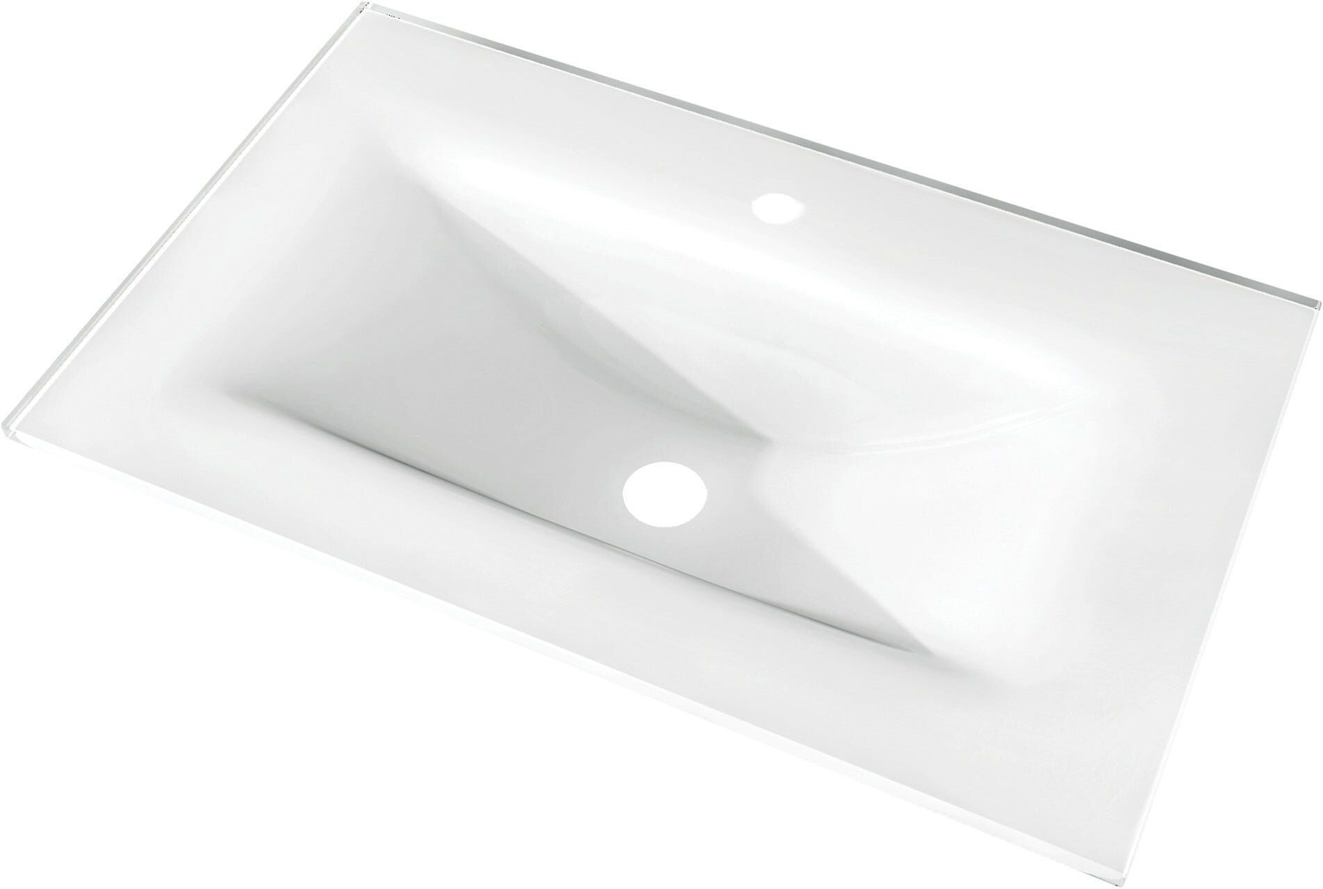 Tecnomat LAVABO DA INCASSO LAURA IN VETRO BIANCO 75,5x12,5x46 cm (LxHxP)
