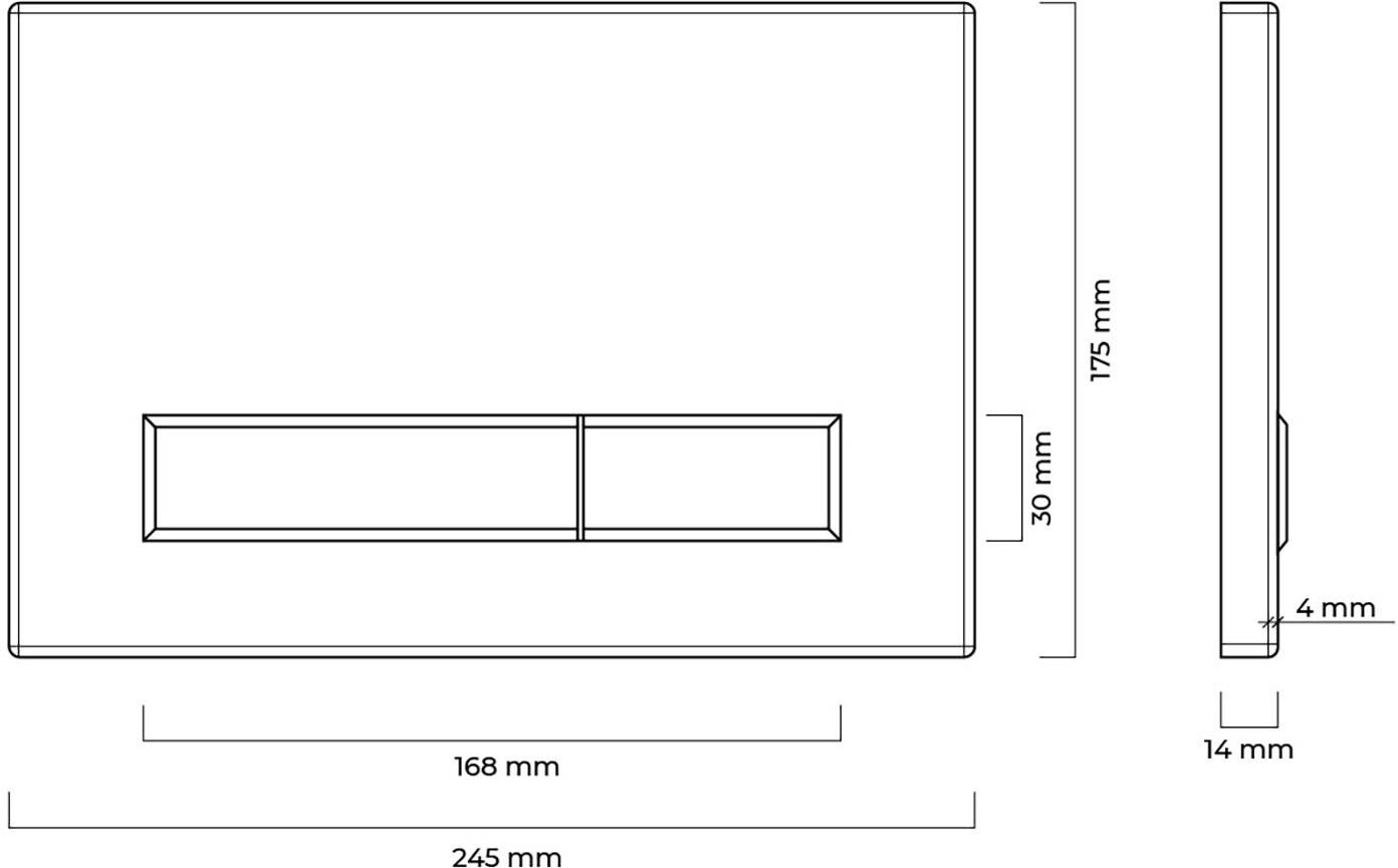 OLTENS Torne Betätigungsplatte aus Glas mit 2-teiligen Spülknopf rechteckig, Montagezubehör, 57200310, schwarz/chrom