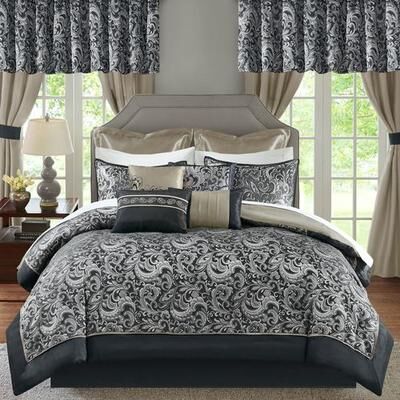 Jla Home/Bed Brystol II Bed in a Bag Set Black, King, Black