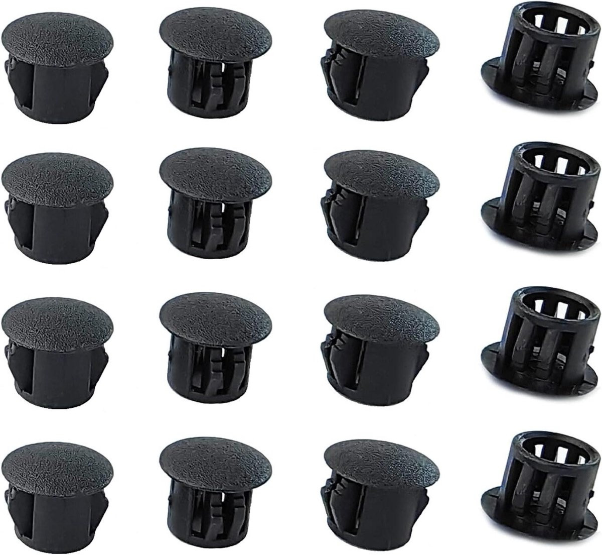 Zwarte plastic afdekpluggen voor meubels met een diameter van 18mm