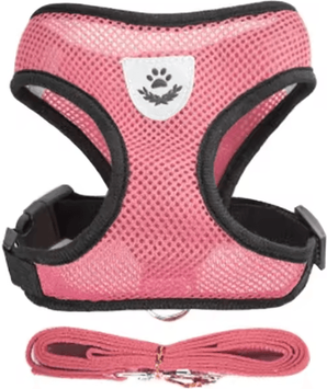 Inspire Picks Breathable Mesh Pet Harness & Leash Set For Cats, Puppies & Small Dogs pink s