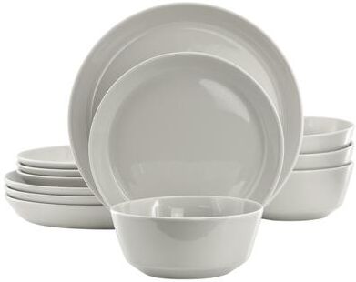 Gibson 12 Piece Round Stoneware Dinnerware Set in Gray