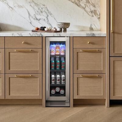 Yeego 12 Inch 60-Bottle Beverage Refrigerator, Built-in/Freestanding Single Zone Beverage Cooler Fridge