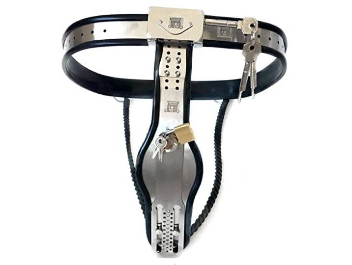 Hrekssi Keuschheitsgürtel Frau, Edelstahl Unsichtbar Keuschheitskäfig SM Bondage Fetisch Keuschheit Unterwäsche/Höschen Damen Chastity Belt Women Sex Spielzeug Für Frauen, 90/100 cm
