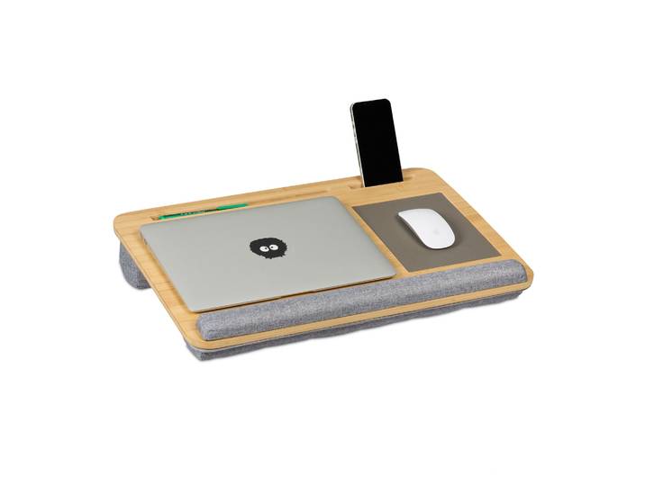 Laptopkissen Handgelenkauflage & Mauspad Hellbraun-Grau