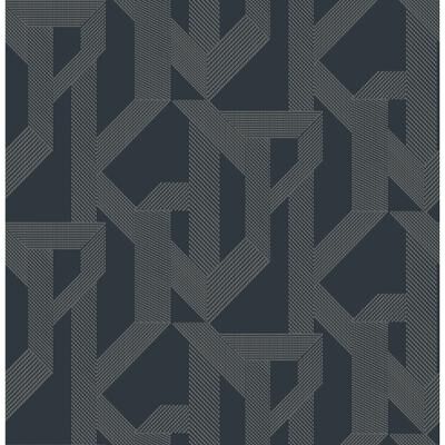 A-Street Prints Franz Navy Geometric Wallpaper