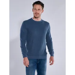 engbers Herren Pullover Rundhals Blau regular uni Rundhals - S
