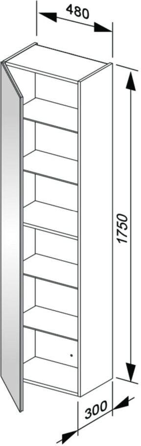 Keuco Hochschrank X-Line 33130, links inox/Glas inox, 480x1750x300mm, 33130290001 33130290001