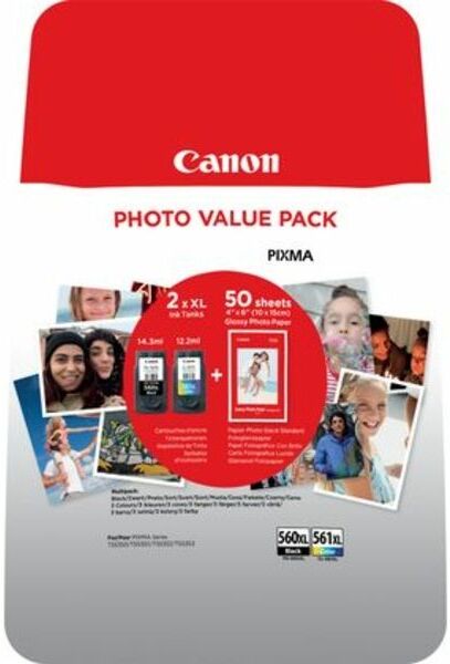 Canon PG-560XL / CL-561XL Druckerpatrone - Schwarz + 3 Farben - Extra Hoher Kapazität - Mulitpack