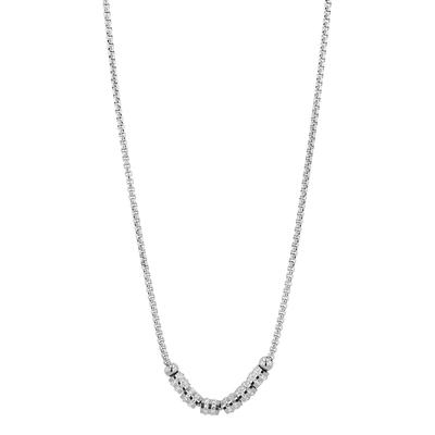 Gliederkette ADELIA´S "Halskette – Venezianerkette aus Edelstahl mit Perle 45 cm", silber, Halsketten, Damen, 45cm, Edelstahl, Gliederkette, Eine schöne Geschenkidee für jeden Anlass