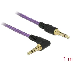 Delock Klinkenkabel 3,5 mm 4 Pin Stecker > Stecker gewinkelt 1 m violett