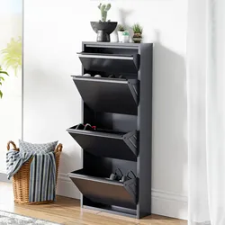 Schuhkipper Sokndal mit 4 Klappen Grau [en.casa]